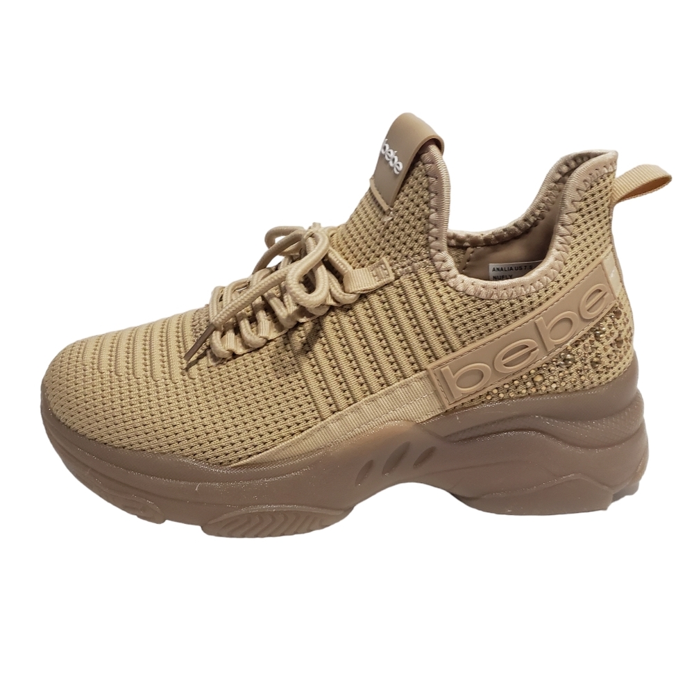 Bebe Sport Analia Rhinestone Nude Sneakers 6 , 7.5 , 8